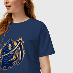 Футболка оверсайз женская Fire reaper, цвет: тёмно-синий — фото 2