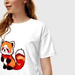 Футболка оверсайз женская Красная панда в полный рост, цвет: белый — фото 2