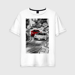Футболка оверсайз женская Lamborghini initial d, цвет: белый