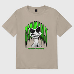 Футболка оверсайз женская Zoonomaly ужасная аномальная кошка, цвет: миндальный