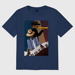 Футболка оверсайз женская Музыкант джаз, цвет: тёмно-синий