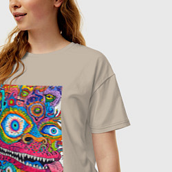 Футболка оверсайз женская Психоделический монстр, цвет: миндальный — фото 2