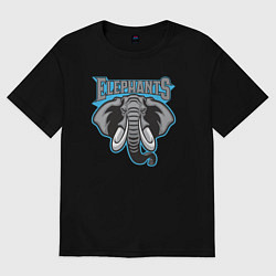 Футболка оверсайз женская Elephants team, цвет: черный