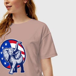 Футболка оверсайз женская USA elephant, цвет: пыльно-розовый — фото 2