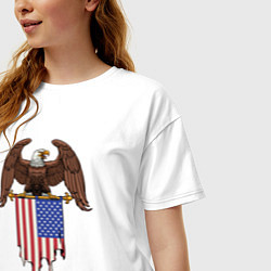Футболка оверсайз женская Орёл с американским флагом, цвет: белый — фото 2
