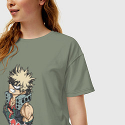 Футболка оверсайз женская Моя геройская академия Бакуго взрыв, цвет: авокадо — фото 2