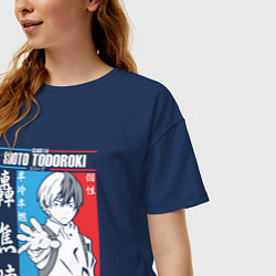 Футболка оверсайз женская Моя геройская академия Шото Тодороки, цвет: тёмно-синий — фото 2
