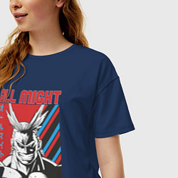 Футболка оверсайз женская Моя геройская академия All Might pease symbol, цвет: тёмно-синий — фото 2