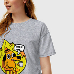 Футболка оверсайз женская This is fine meme, цвет: меланж — фото 2