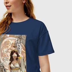 Футболка оверсайз женская Фемида богиня правосудия, цвет: тёмно-синий — фото 2