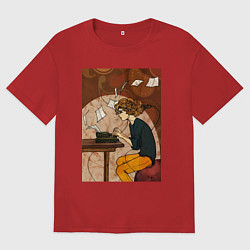 Футболка оверсайз женская Писатель, цвет: красный