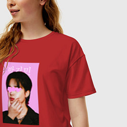 Футболка оверсайз женская Чимин BTS, цвет: красный — фото 2