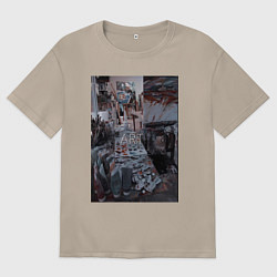 Футболка оверсайз женская Художественный творческий беспорядок, цвет: миндальный