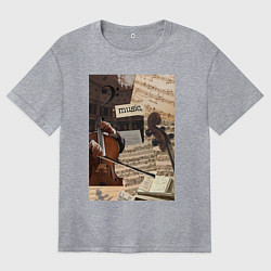 Футболка оверсайз женская Музыка эстетика, цвет: меланж
