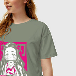 Футболка оверсайз женская Клинок рассекающий демонов Незуко Nezuko, цвет: авокадо — фото 2