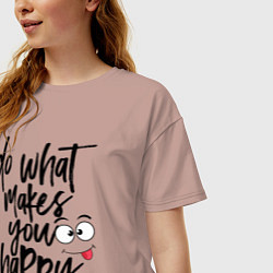 Футболка оверсайз женская Do what makes you happy, цвет: пыльно-розовый — фото 2