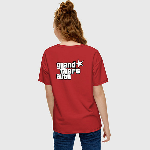 Женская футболка оверсайз Темнокожий бандит из GTA 6 / Красный – фото 4