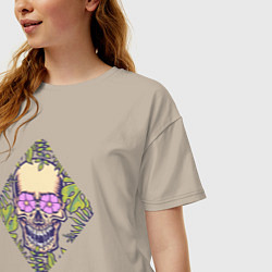 Футболка оверсайз женская Flowers mad skull, цвет: миндальный — фото 2