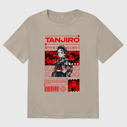 Футболка оверсайз женская Тандзиро Камадо Клинок рассекающий демонов стиль, цвет: миндальный