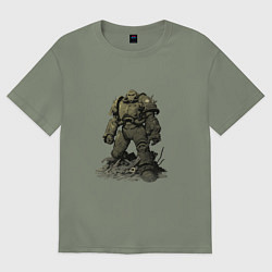 Футболка оверсайз женская Воин в силовой броне защитной - Fallout, цвет: авокадо
