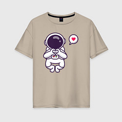 Футболка оверсайз женская Astronaut love, цвет: миндальный