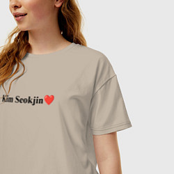 Футболка оверсайз женская BTS Kim Seok-jin, цвет: миндальный — фото 2
