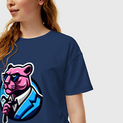 Футболка оверсайз женская Брутально розовая пантера, цвет: тёмно-синий — фото 2