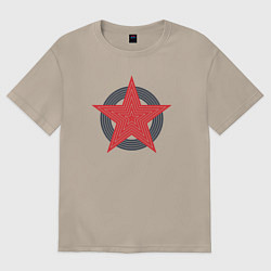 Футболка оверсайз женская Red star symbol, цвет: миндальный