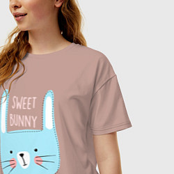 Футболка оверсайз женская Sweet bunny, цвет: пыльно-розовый — фото 2