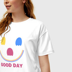 Футболка оверсайз женская Хороший день- абстрактный принт, цвет: белый — фото 2