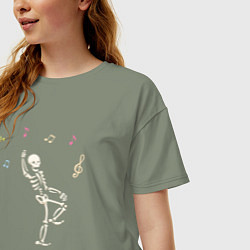 Футболка оверсайз женская Скелет танцует, цвет: авокадо — фото 2