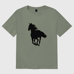 Женская футболка оверсайз Силуэт коня