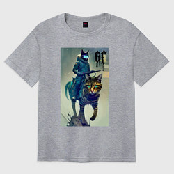 Футболка оверсайз женская Cat forces - ai art fantasy, цвет: меланж