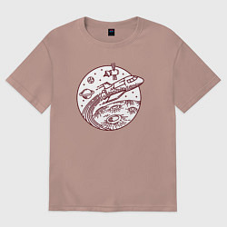 Футболка оверсайз женская Космический шаттл, цвет: пыльно-розовый
