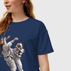 Футболка оверсайз женская Каратэ удар ногой, цвет: тёмно-синий — фото 2
