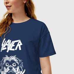 Футболка оверсайз женская Slayer rock dog, цвет: тёмно-синий — фото 2