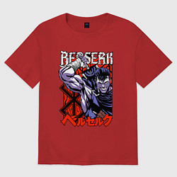 Футболка оверсайз женская Берсерк Berserk руны, цвет: красный