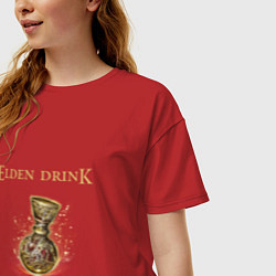 Футболка оверсайз женская Elden drink meme, цвет: красный — фото 2