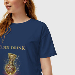 Футболка оверсайз женская Elden drink meme, цвет: тёмно-синий — фото 2