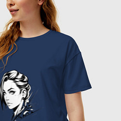Футболка оверсайз женская Девушка эмо, цвет: тёмно-синий — фото 2