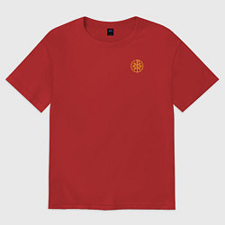 Футболка оверсайз женская Сокрушу пред ним врагов его малая хризма желтая, цвет: красный