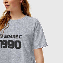 Футболка оверсайз женская Надпись: на земле с 1990, цвет: меланж — фото 2