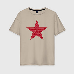 Футболка оверсайз женская USSR red star, цвет: миндальный