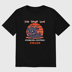 Футболка оверсайз женская Conquer control chaos, цвет: черный