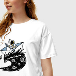 Футболка оверсайз женская Кораблик на космической волне, цвет: белый — фото 2