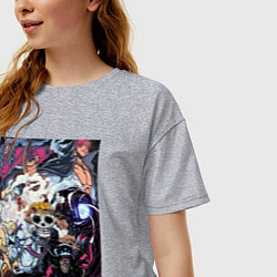 Футболка оверсайз женская Ван-Пис Йонко пираты, цвет: меланж — фото 2