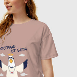 Футболка оверсайз женская Орел фотограф от бога, цвет: пыльно-розовый — фото 2