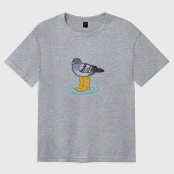 Футболка оверсайз женская Голубь в классных резиновых сапожках, цвет: меланж