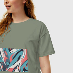 Футболка оверсайз женская Граффити в пастельных тонах абстракция, цвет: авокадо — фото 2