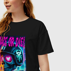 Футболка оверсайз женская Гоняйся или умри - жизненный девиз, цвет: черный — фото 2